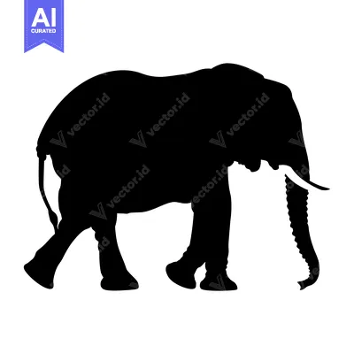 Popular premium asset: Silhouette of an elephant walking with its trunk raised