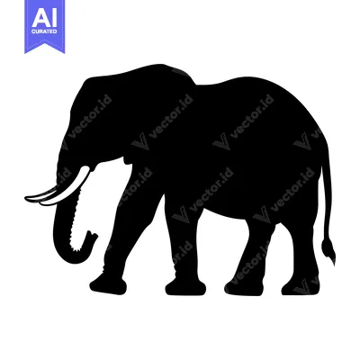 Popular premium asset: Black Silhouette of a Single Elephant