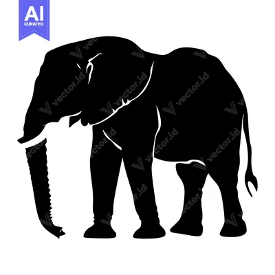 Popular premium asset: Black and White Silhouette of an Elephant Standing