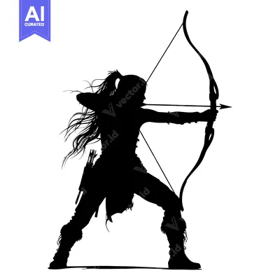Aset premium populer: Silhouette of a Woman Aiming a Bow and Arrow
