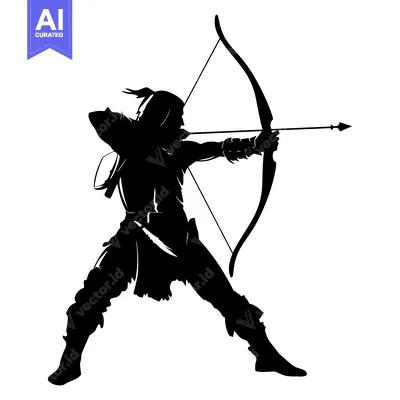 Silhouette of an Archer Aiming a Bow and Arrow