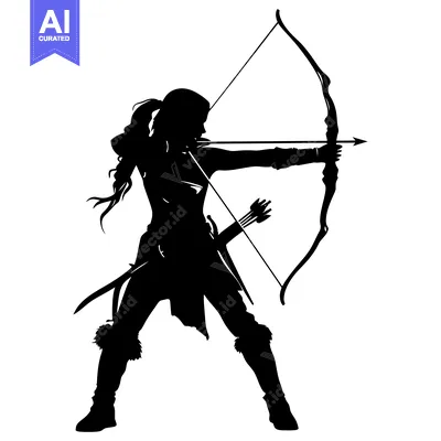 Aset premium populer: Silhouette of a Woman Holding a Bow and Arrow