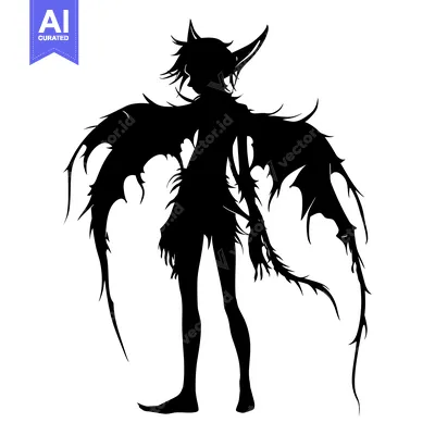 Aset premium populer: Silhouette of a Female Figure with Spiky Wings and a Tail