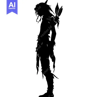 Popular premium asset: Silhouette of a Male Elf Archer with Arrows