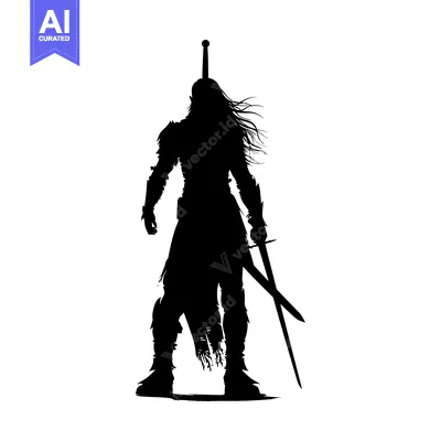Popular premium asset: Silhouette of a Warrior Holding a Sword