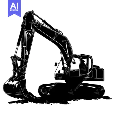 Aset premium populer: Excavator Silhouette with Extended Arm and Bucket