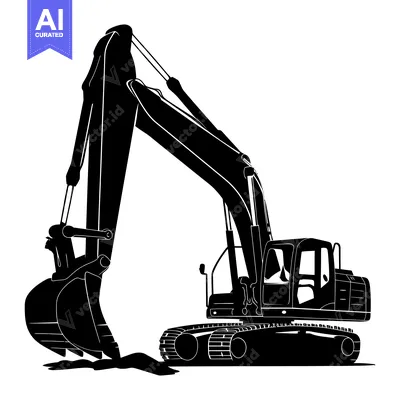 Aset premium populer: Black and White Silhouette of an Excavator with a Bucket