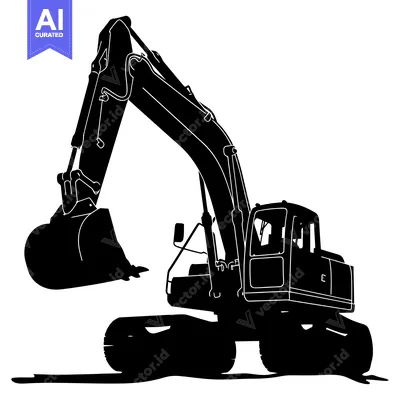 Aset premium populer: Black and White Silhouette of an Excavator