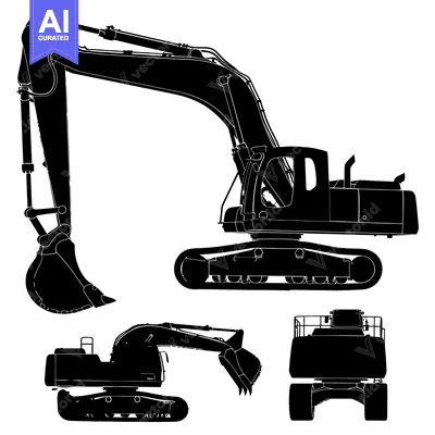 Popular premium asset: Black and White Silhouettes of Excavators
