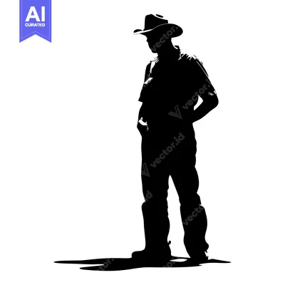Aset premium populer: Silhouette of a Cowboy in a Wide-Brimmed Hat