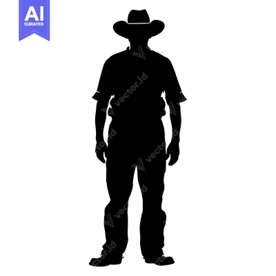 Premium design asset: Silhouette of a Man in a Cowboy Hat and Work Clothes
