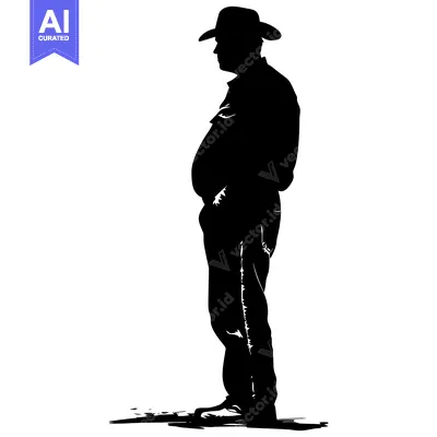 Popular premium asset: Silhouette of a Man in a Cowboy Hat