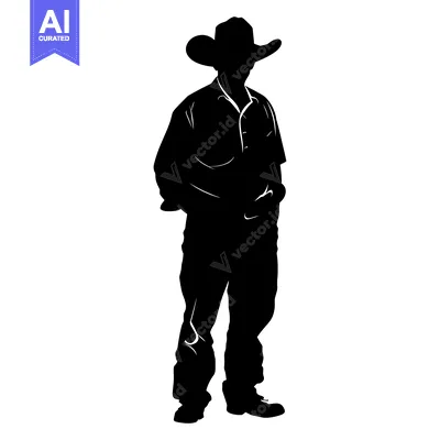 Premium design asset: Silhouette of a Cowboy Standing with Hands in Pockets