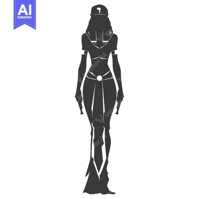 Aset desain premium: Silhouette of a Woman in Ancient Egyptian Clothing