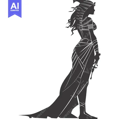 Aset desain premium: Silhouette of a Woman in Ancient Egyptian Dress