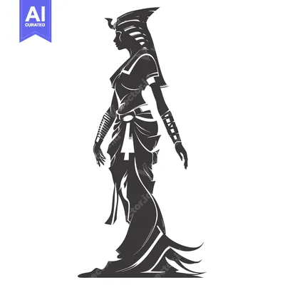 Aset desain premium: Silhouette of an Egyptian Woman in Traditional Attire