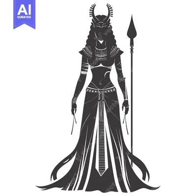 Popular premium asset: Silhouette of a Woman in Ancient Egyptian Attire with a Spear