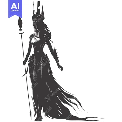 Premium design asset: Silhouette of a Warrior Woman with a Spear