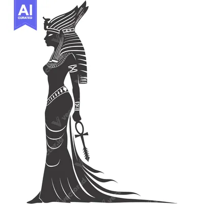 Silhouette of an Egyptian Queen with an Ankh