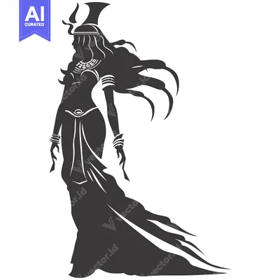 Silhouette of a Woman in an Ancient Egyptian-Style Dress