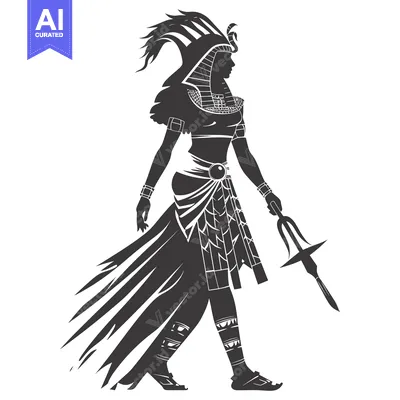 Premium design asset: Silhouette of an Egyptian Woman in Traditional Dress and Headdress