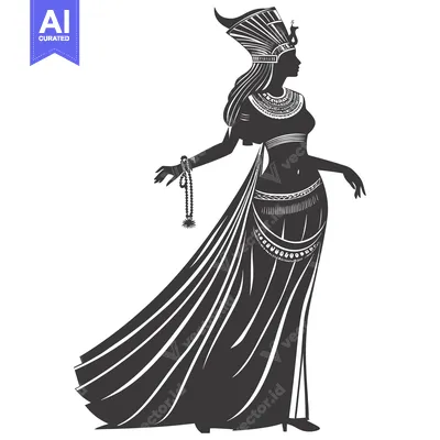 Aset premium populer: Silhouette of an Egyptian Queen in a Flowing Robe