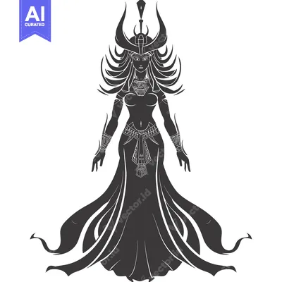 Popular premium asset: Stylized Silhouette of a Female Figure with an Elaborate Headpiece