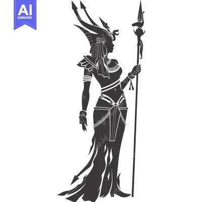 Popular premium asset: Silhouette of a female figure with a spear, wearing elaborate headdres