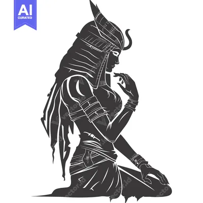 Aset premium populer: Silhouetted Woman in Headwear with Horns and Elaborate Clothing