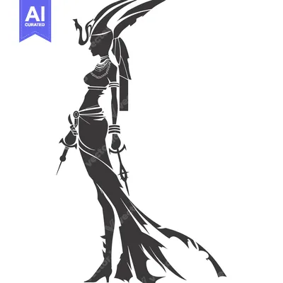 Aset premium populer: Silhouette of a Woman with Snake Hair and a Sword