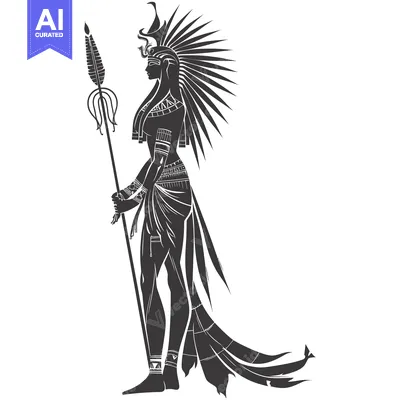 Premium design asset: Silhouette of an Egyptian Goddess Holding a Staff
