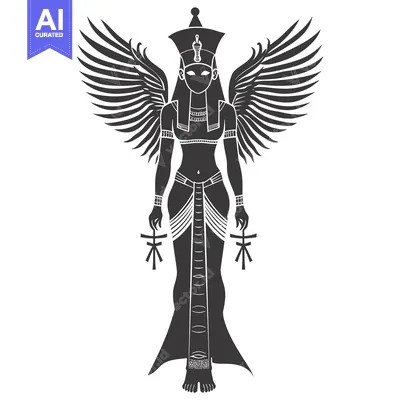 Aset premium populer: Winged Egyptian Goddess with Ankh Symbols