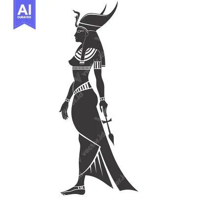 Aset desain premium: Silhouette of an Egyptian Goddess with a Staff