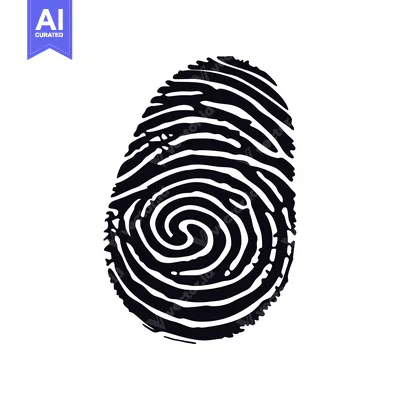 Black and White Fingerprint with Spiral Pattern