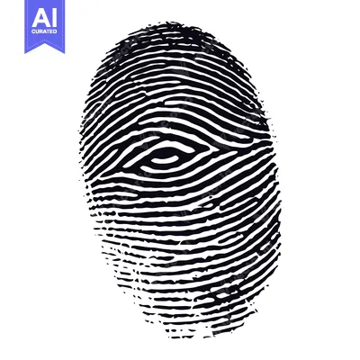 Aset desain premium: A Black and White Fingerprint with a Distinctive Pattern