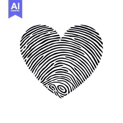 Aset desain premium: Fingerprint Patterned Heart Shape