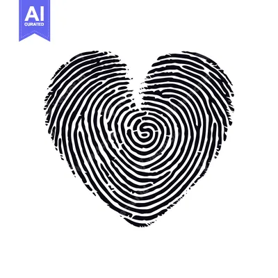 Aset desain premium: Fingerprint shaped as a heart