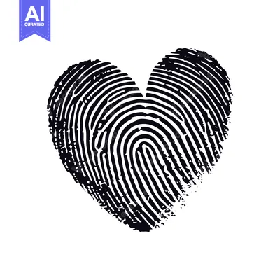 Aset desain premium: Fingerprint Shaped Like a Heart
