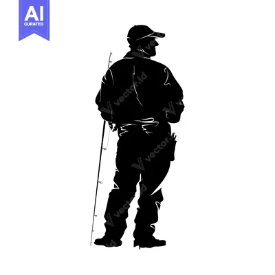 Popular premium asset: Silhouette of a Fisherman Holding a Fishing Rod