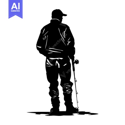 Popular premium asset: Silhouette of a Fisherman Holding a Rod