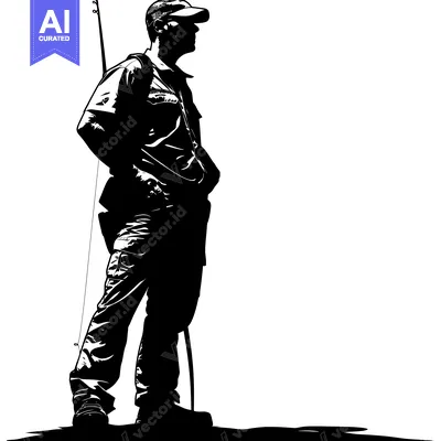 Premium design asset: Silhouette of a Man Holding a Fishing Rod