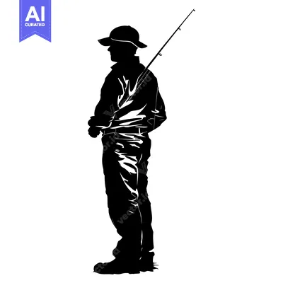 Premium design asset: Silhouette of a Man Fishing with a Rod