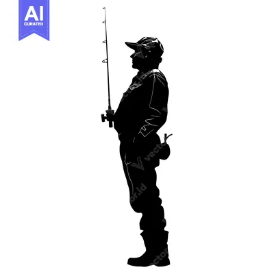 Popular premium asset: Silhouette of a Fisherman Holding a Fishing Rod