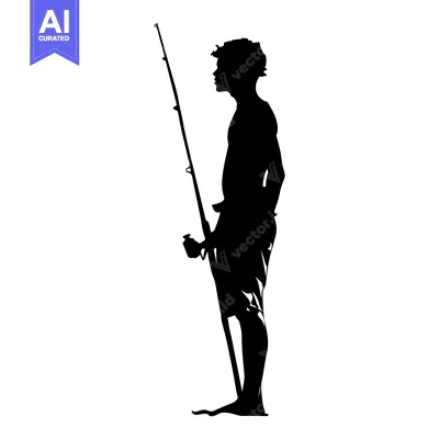 Aset premium populer: Silhouette of a young man holding a fishing rod