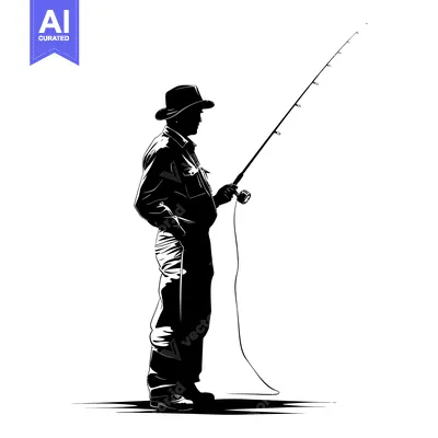 Popular premium asset: Silhouette of a Fisherman Holding a Fishing Rod