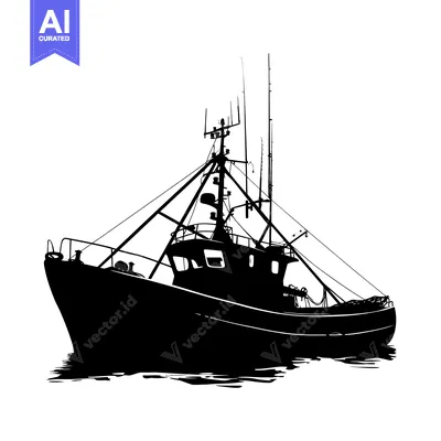 Popular premium asset: A Silhouette of a Fishing Boat at Sea