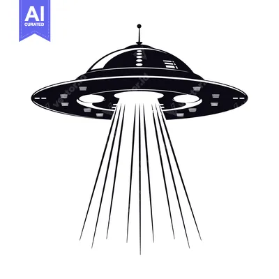 Aset premium populer: Black and White Silhouette of a UFO with Beams of Light