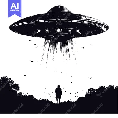 Aset premium populer: A Silhouette of a Person Witnessing a UFO Landing in a Forest