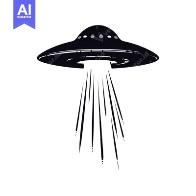 Aset premium populer: Black and White Silhouette of a UFO with a Beam of Light