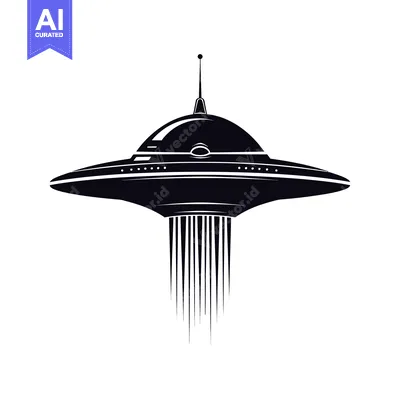 Aset premium populer: Black and White Silhouette of a UFO with a Beam of Light